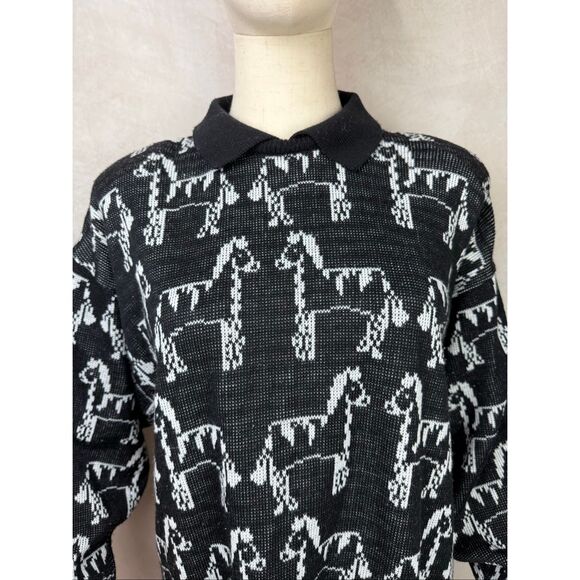 Vintage Horse Sweater 1980s Equestrian Size Medium - Picture 2 of 6